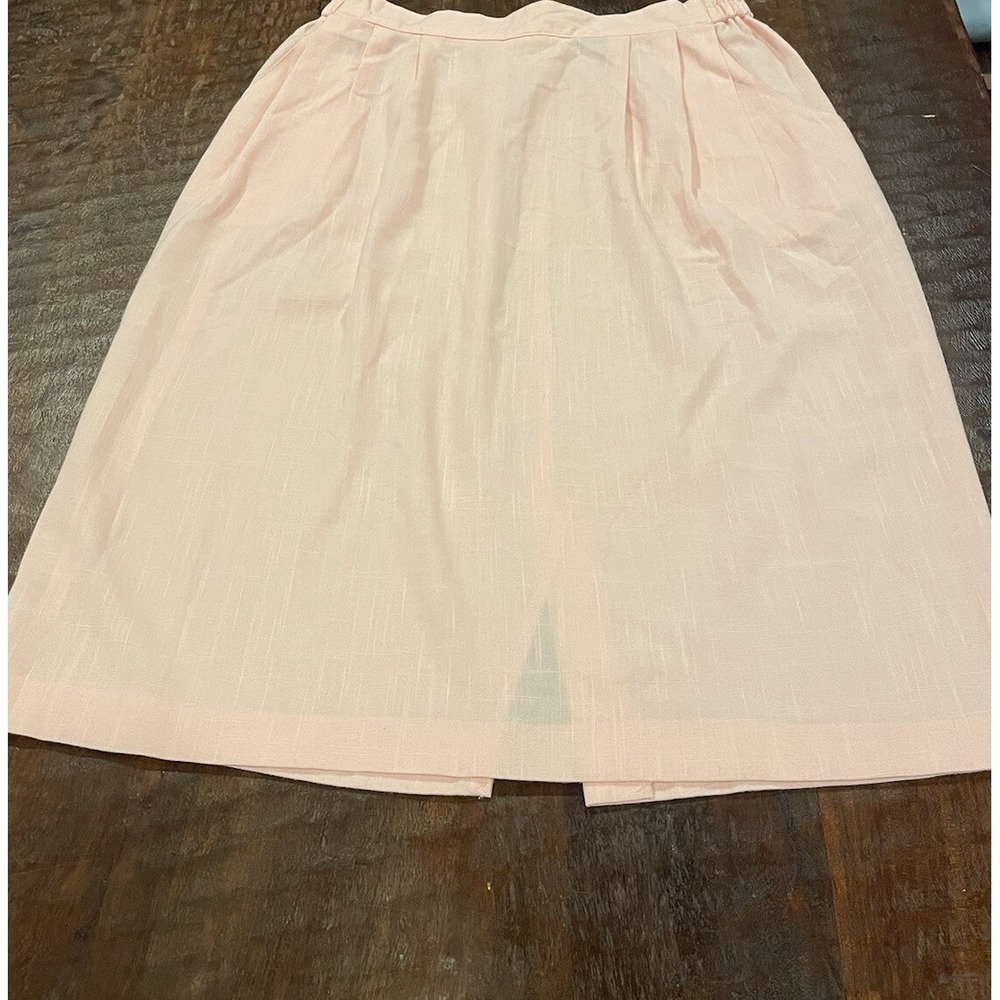 Vintage 80s Liz Baker Skirt Size 18 W Pink Pleated Pockets USA Made Retro A Line